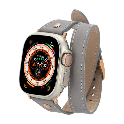 Hector Double Tour Leather Apple Watch Band with Rose Gold Trok Mizuri Leather