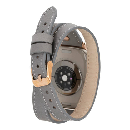 Hector Double Tour Leather Apple Watch Band with Rose Gold Trok Mizuri Leather