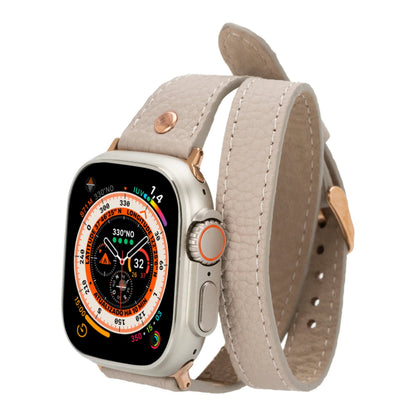 Hector Double Tour Leather Apple Watch Band with Rose Gold Trok Mizuri Leather