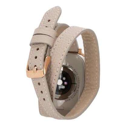 Hector Double Tour Leather Apple Watch Band with Rose Gold Trok Mizuri Leather
