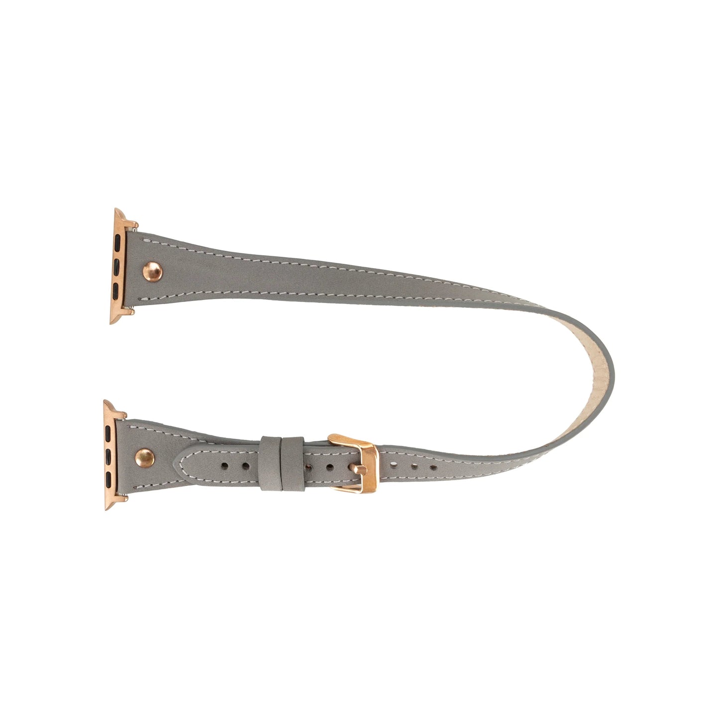 Hector Double Tour Leather Apple Watch Band with Rose Gold Trok Mizuri Leather