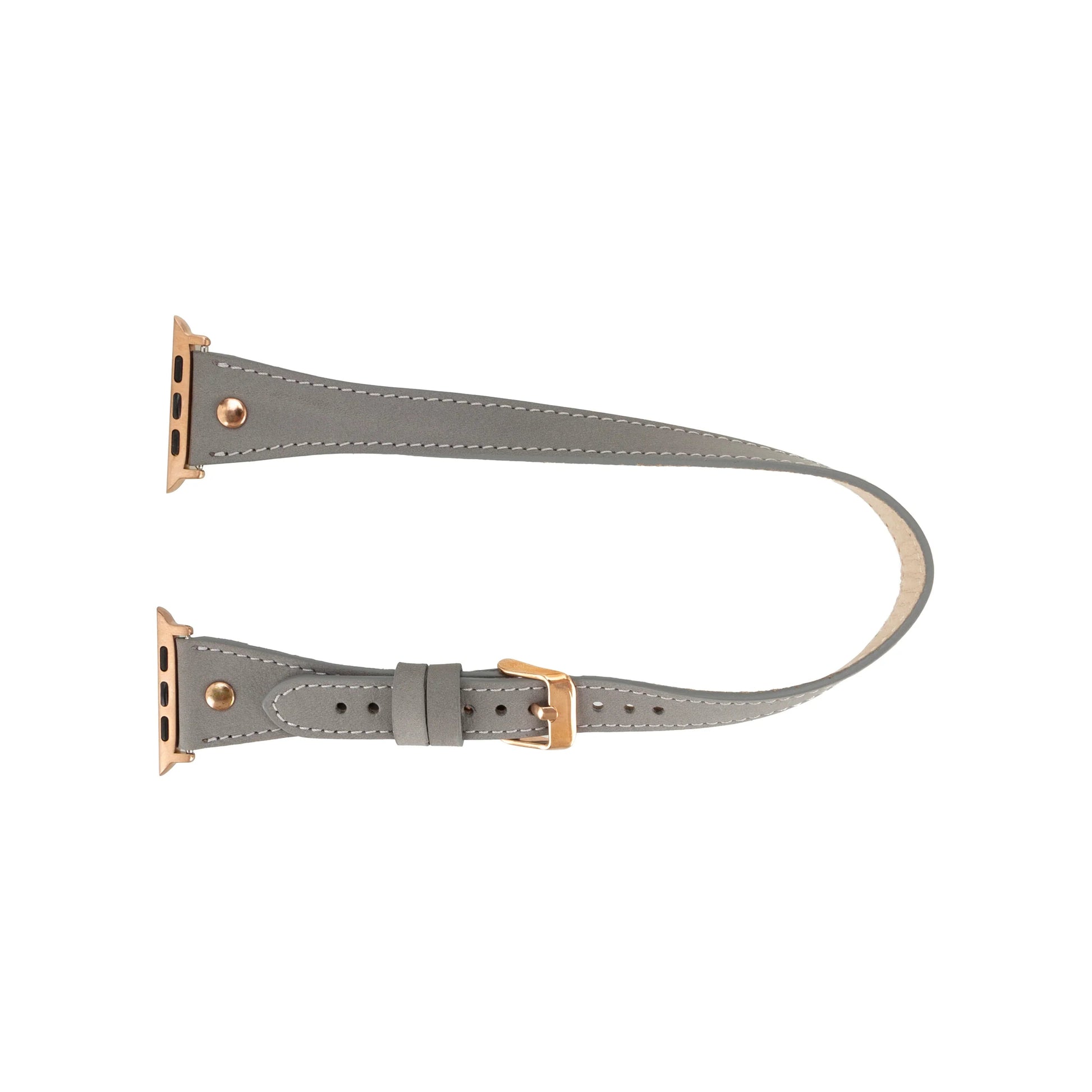 Hector Double Tour Leather Apple Watch Band with Rose Gold Trok Mizuri Leather