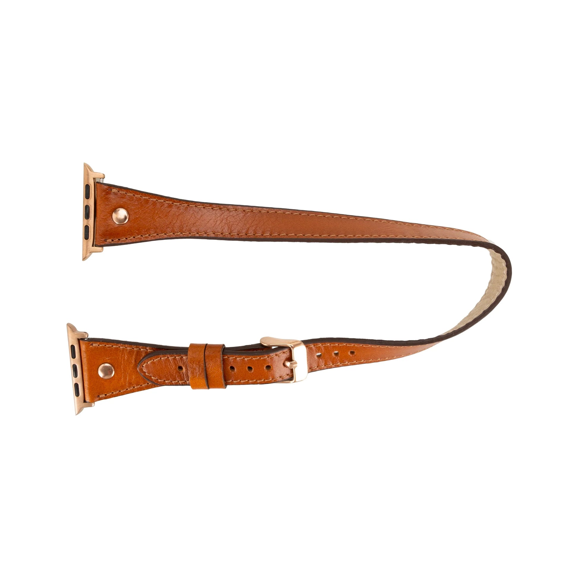 Hector Double Tour Leather Apple Watch Band with Rose Gold Trok Mizuri Leather