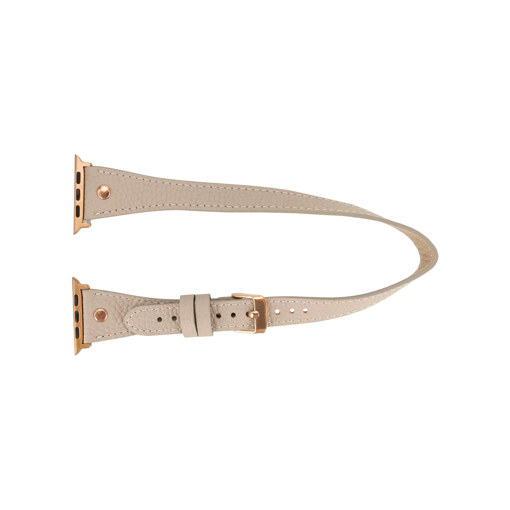 Hector Double Tour Leather Apple Watch Band with Rose Gold Trok Mizuri Leather