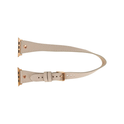 Hector Double Tour Leather Apple Watch Band with Rose Gold Trok Mizuri Leather