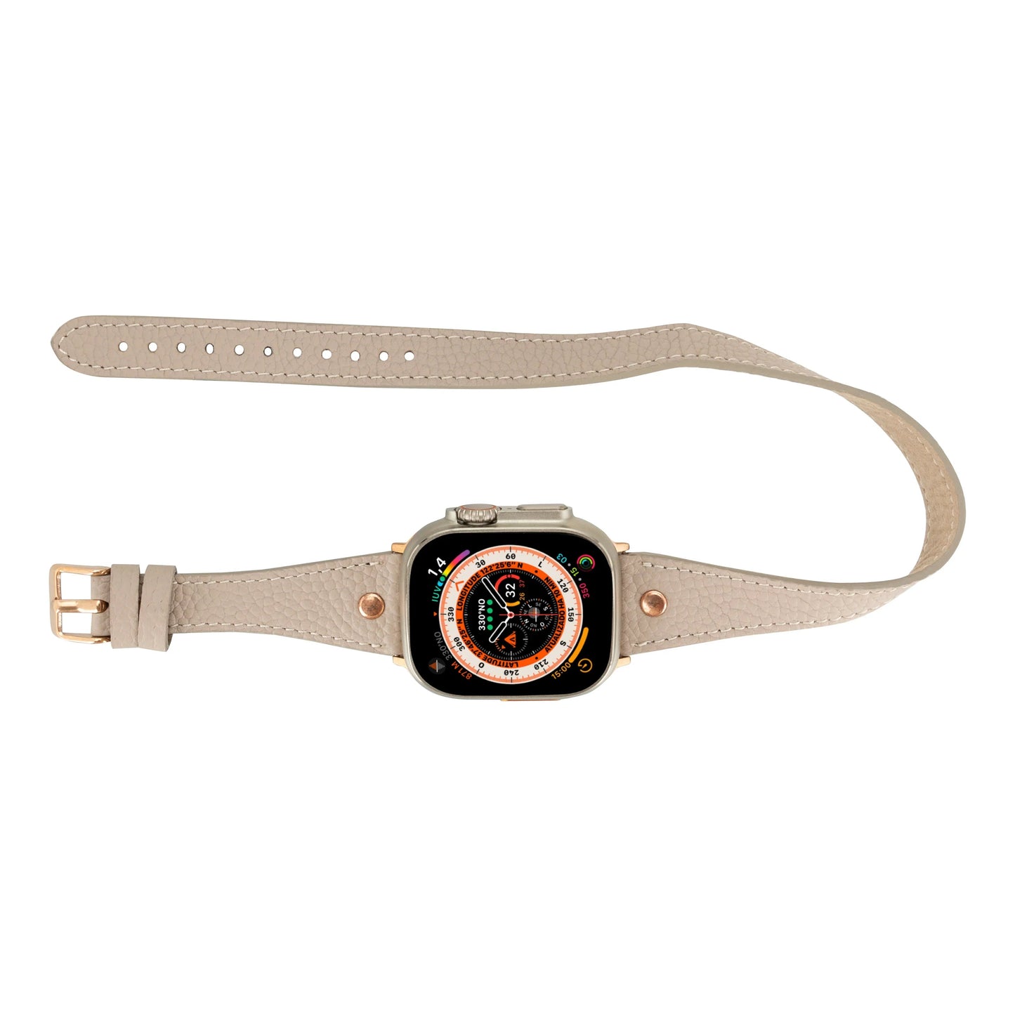 Hector Double Tour Leather Apple Watch Band with Rose Gold Trok Mizuri Leather