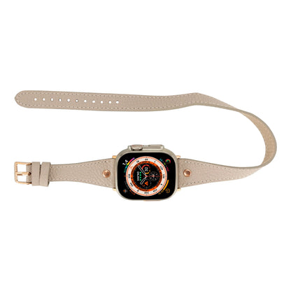 Hector Double Tour Leather Apple Watch Band with Rose Gold Trok Mizuri Leather