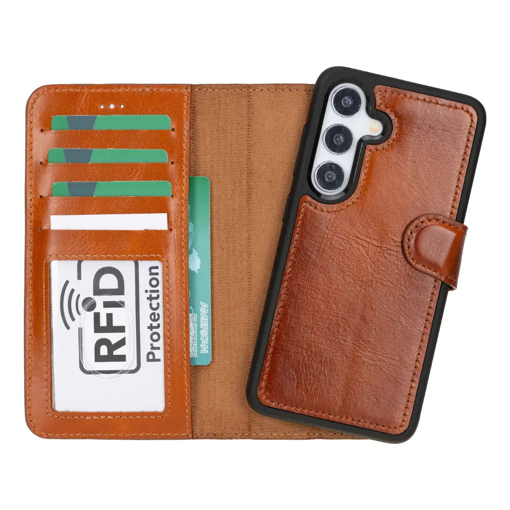 Samsung Galaxy S25 Leather Wallet Case Detachable RFID – Magic Mizuri Leather
