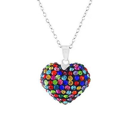 Bubble Heart Pendant in Solid Sterling Silver Made with Swarovski Elements DailySale