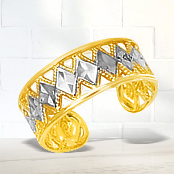 14k Two-Tone Gold Cuff Type Cut-Out Toe Ring with Diamond Design Bids.com