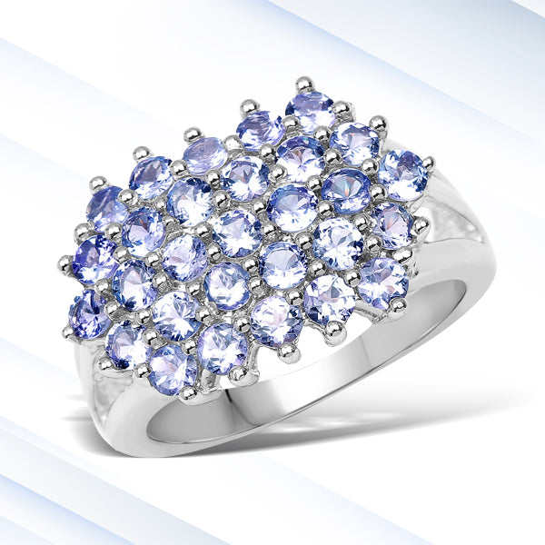 2.03 Carat Genuine Tanzanite .925 Sterling Silver Ring Bids.com