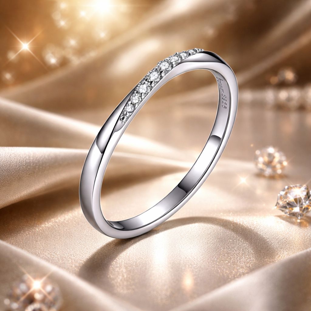 925 Sterling Silver Pavé Set CZ Platinum Plated Ring Size 6 for Women Bids.com