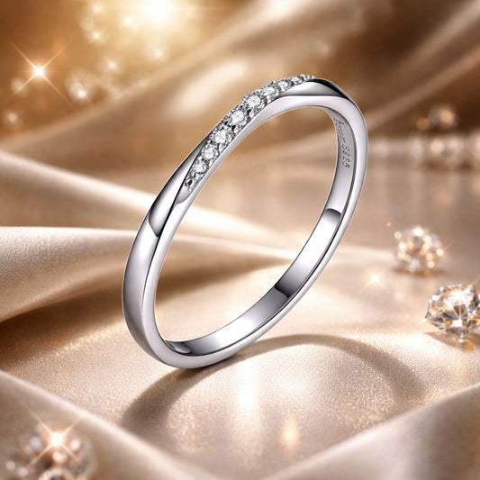 925 Sterling Silver Pavé Set CZ Platinum Plated Ring Size 6 for Women Bids.com
