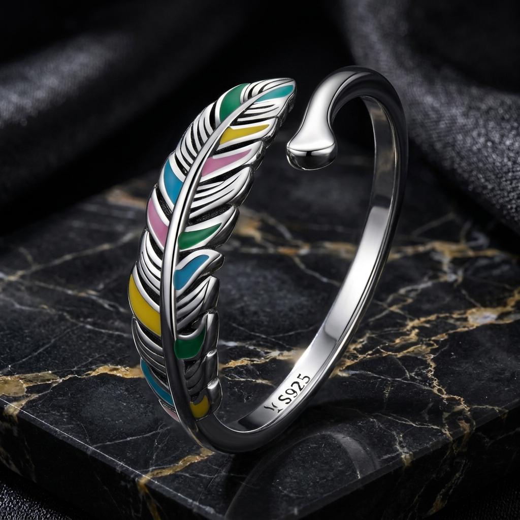 925 Sterling Silver Enamel Oxidized Ring for Women Bids.com