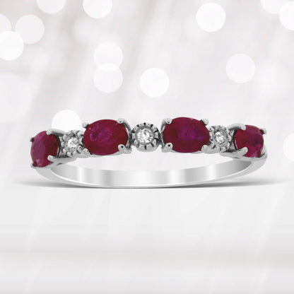 1.08ct Ruby Diamond Fashion band rings 14KT White Gold Bids.com