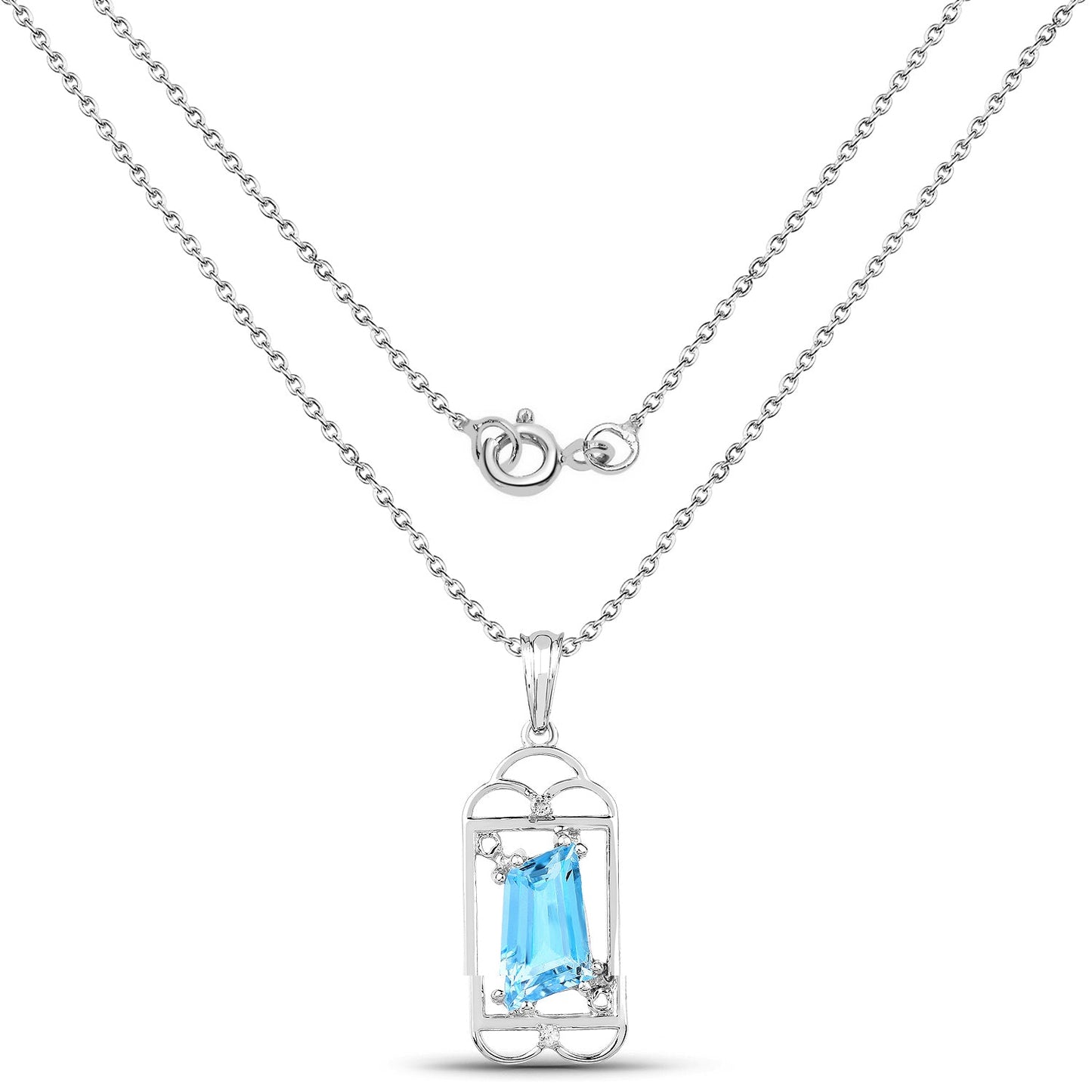 4.57 Carat Genuine Swiss Blue Topaz & White Topaz .925 Sterling Silver Pendant Bids.com