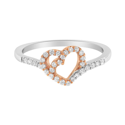 10K Two Toned Gold Diamond Heart Cocktail Ring (1/5 Cttw, H-I Color, I1-I2 Clarity) - Size 6-1/2 Bids.com