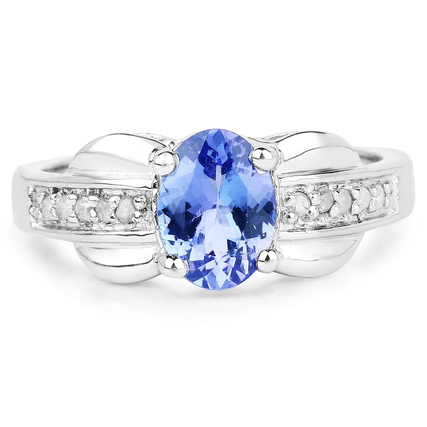 1.27 Carat Genuine Tanzanite and White Diamond .925 Sterling Silver Ring Bids.com