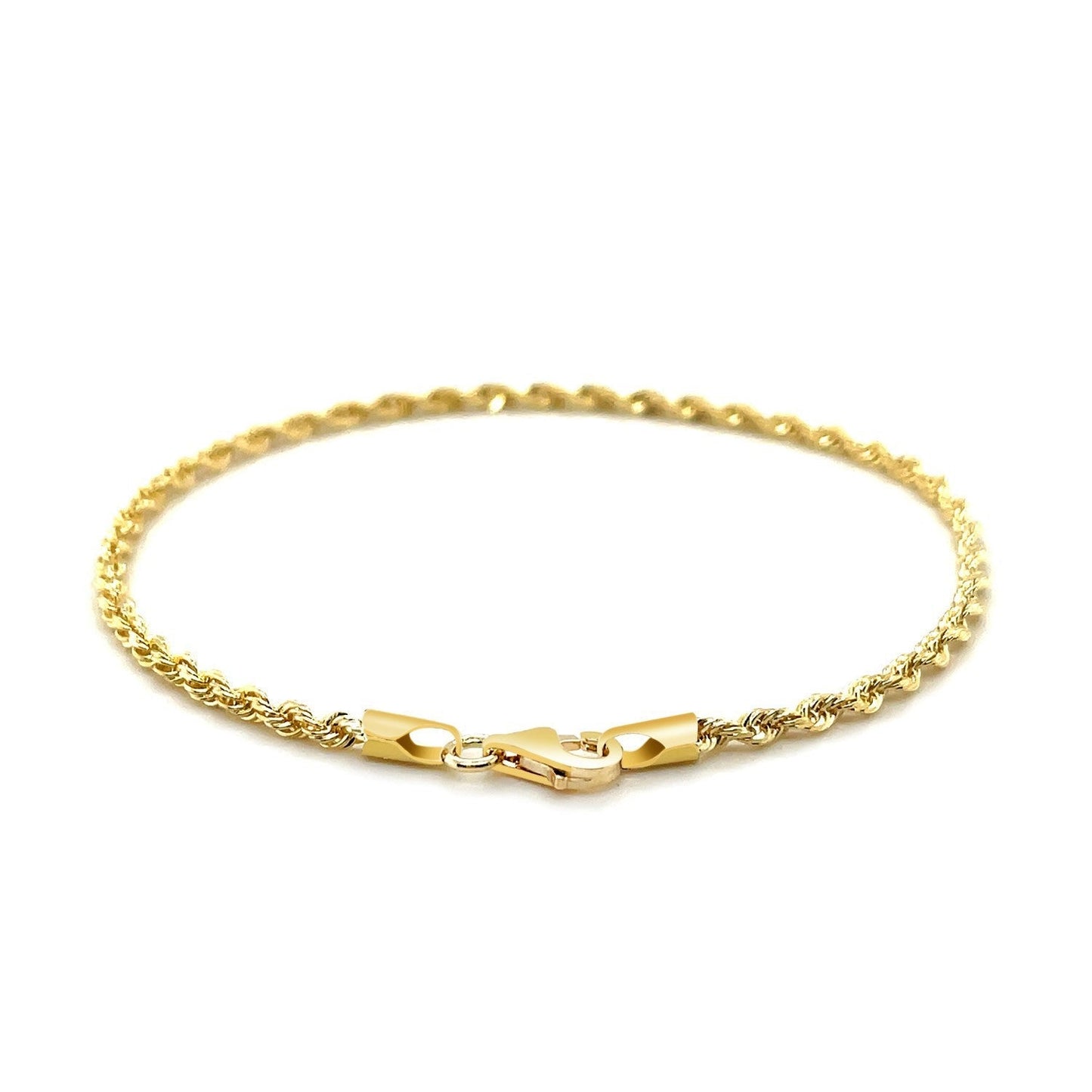 2.5mm 14k Yellow Gold Solid Diamond Cut Rope Bracelet Bids.com