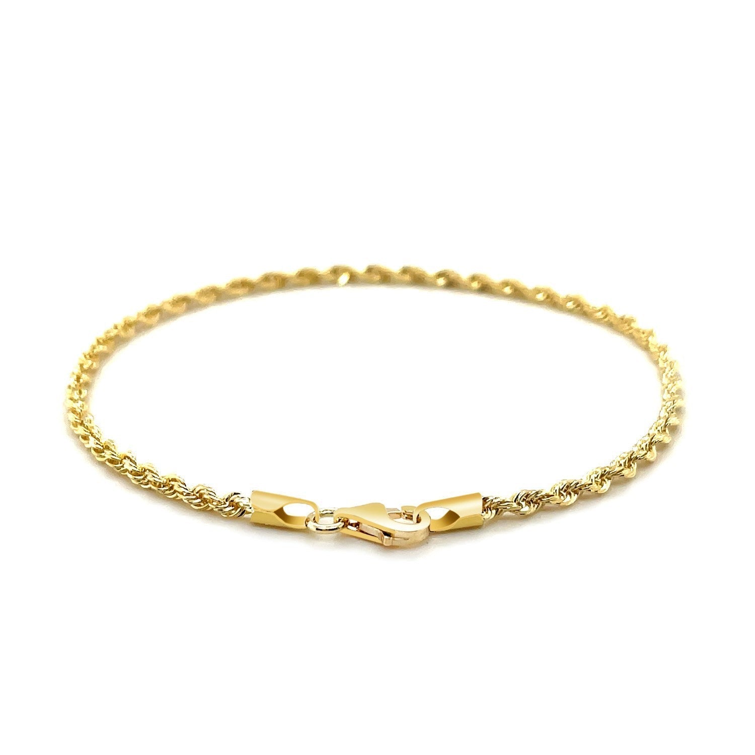 2.5mm 14k Yellow Gold Solid Diamond Cut Rope Bracelet Bids.com