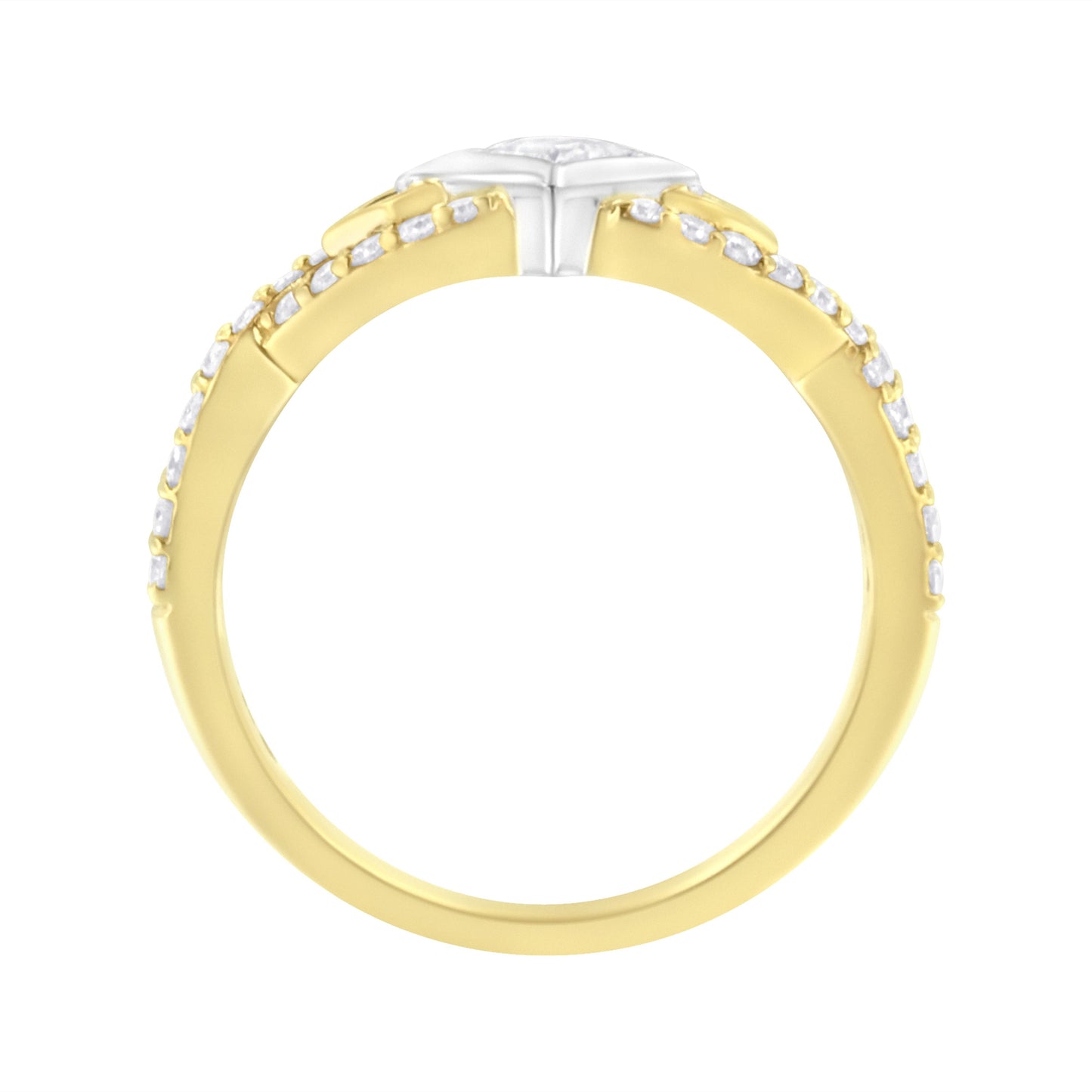 10K Two Tone Color 2/3 Cttw Diamond Kite and Twist Shank Ring (H-I Color,SI2-I1 Clarity) Bids.com