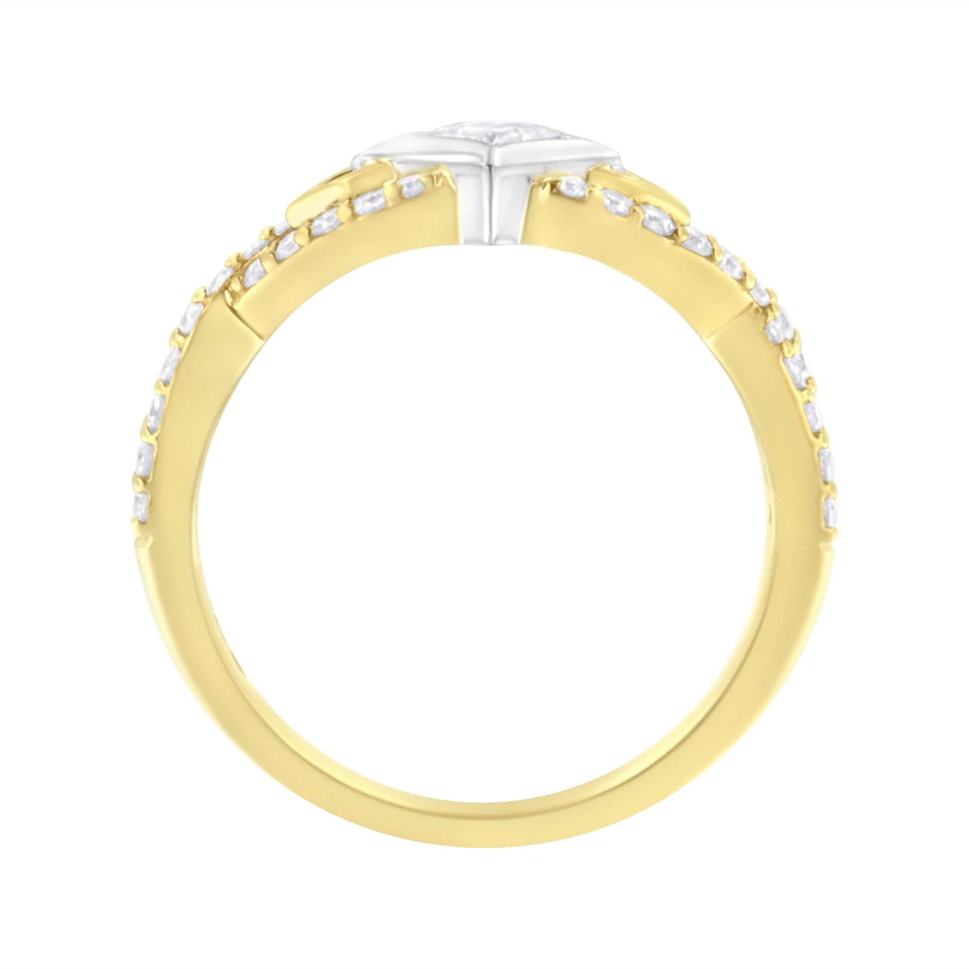 10K Two Tone Color 2/3 Cttw Diamond Kite and Twist Shank Ring (H-I Color,SI2-I1 Clarity) Bids.com