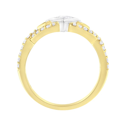10K Two Tone Color 2/3 Cttw Diamond Kite and Twist Shank Ring (H-I Color,SI2-I1 Clarity) Bids.com