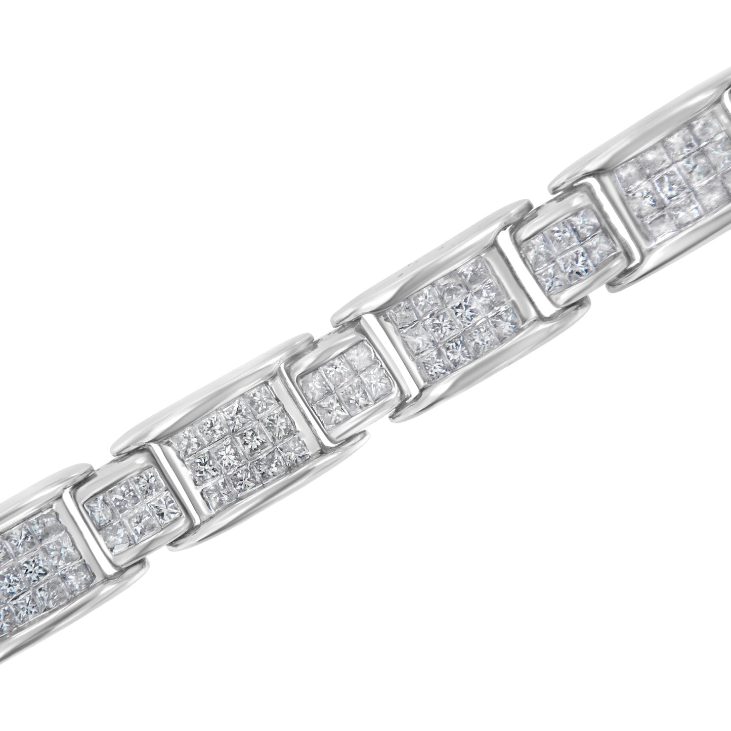 14K White Gold 5.0 Cttw Princess-Cut Diamond Rectangular Alternating Station 7" Tennis Bracelet (G-H Color, SI1-SI2 Clarity) Bids.com