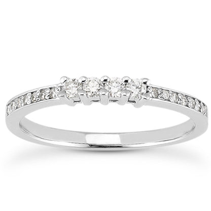 14k White Gold Wedding Band with Pave Set Diamonds and Prong Set Diamonds Bids.com