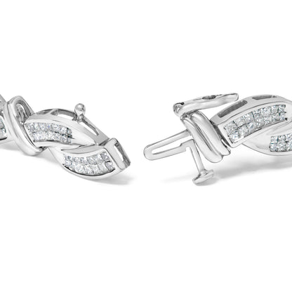 14K White Gold 4.0 Cttw Invisble Set Princess-Cut Diamond Wave Style Link Bracelet (H-I Color, SI2-I1 Clarity) - 7" Bids.com