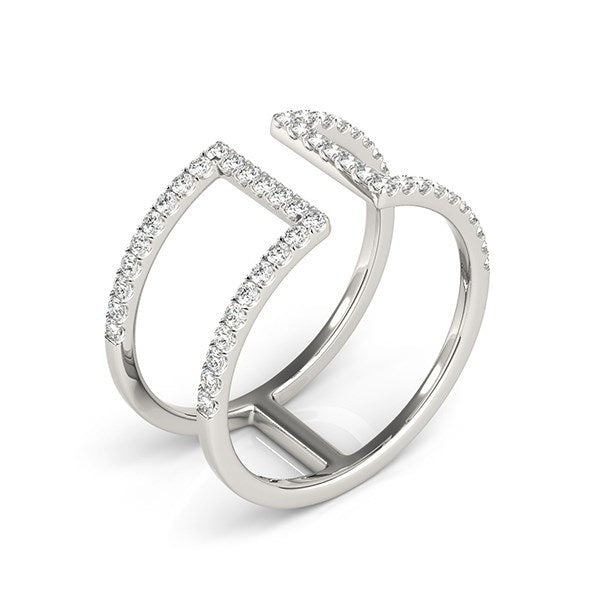 14k White Gold Modern Dual Band Style Diamond Ring (1/2 cttw) Bids.com