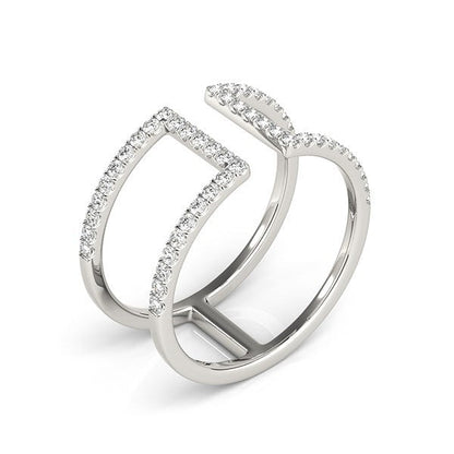 14k White Gold Modern Dual Band Style Diamond Ring (1/2 cttw) Bids.com