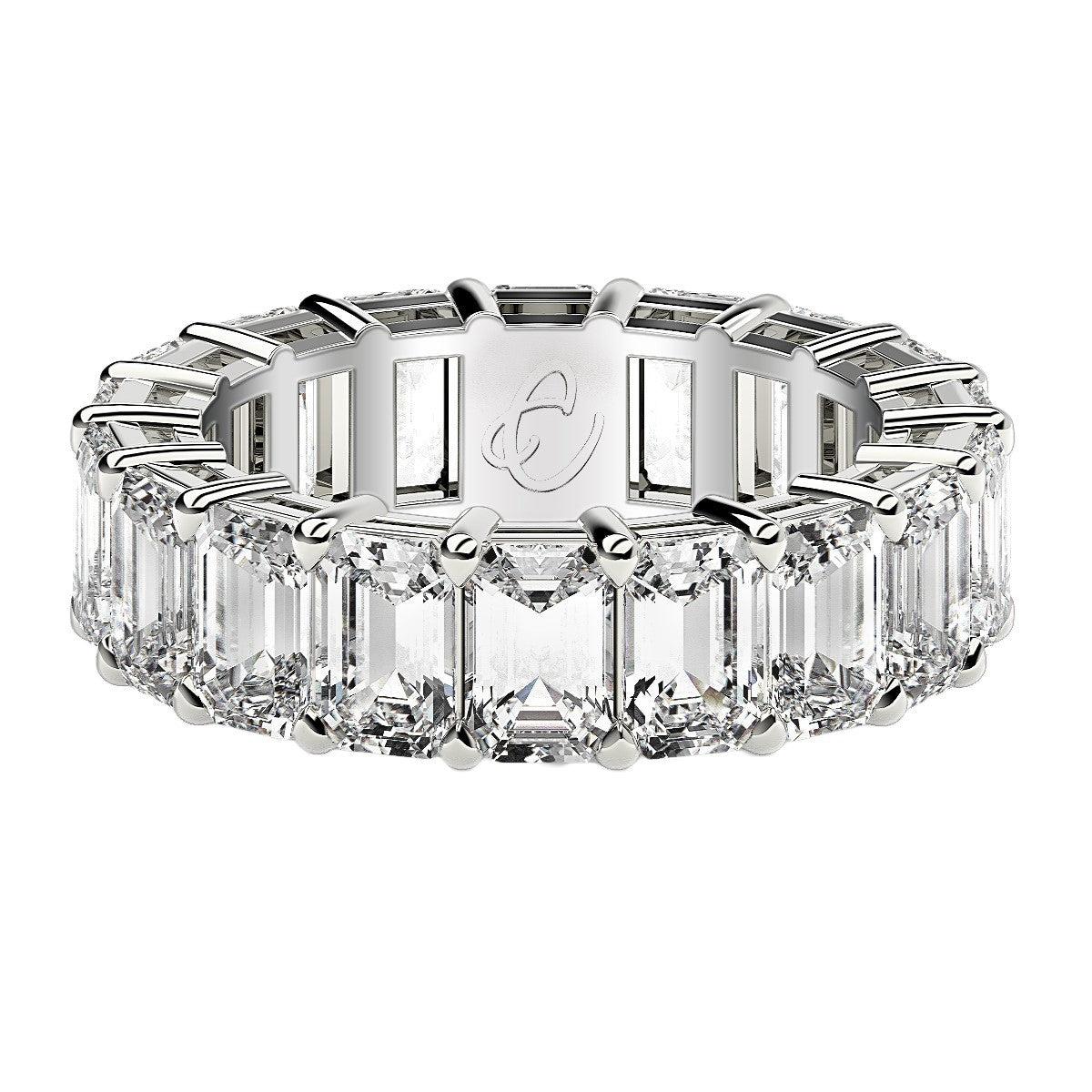 Emerald Cut Lab Grown Diamond Eternity Ring in 14k White Gold (8 cttw FG/VS2) Bids.com