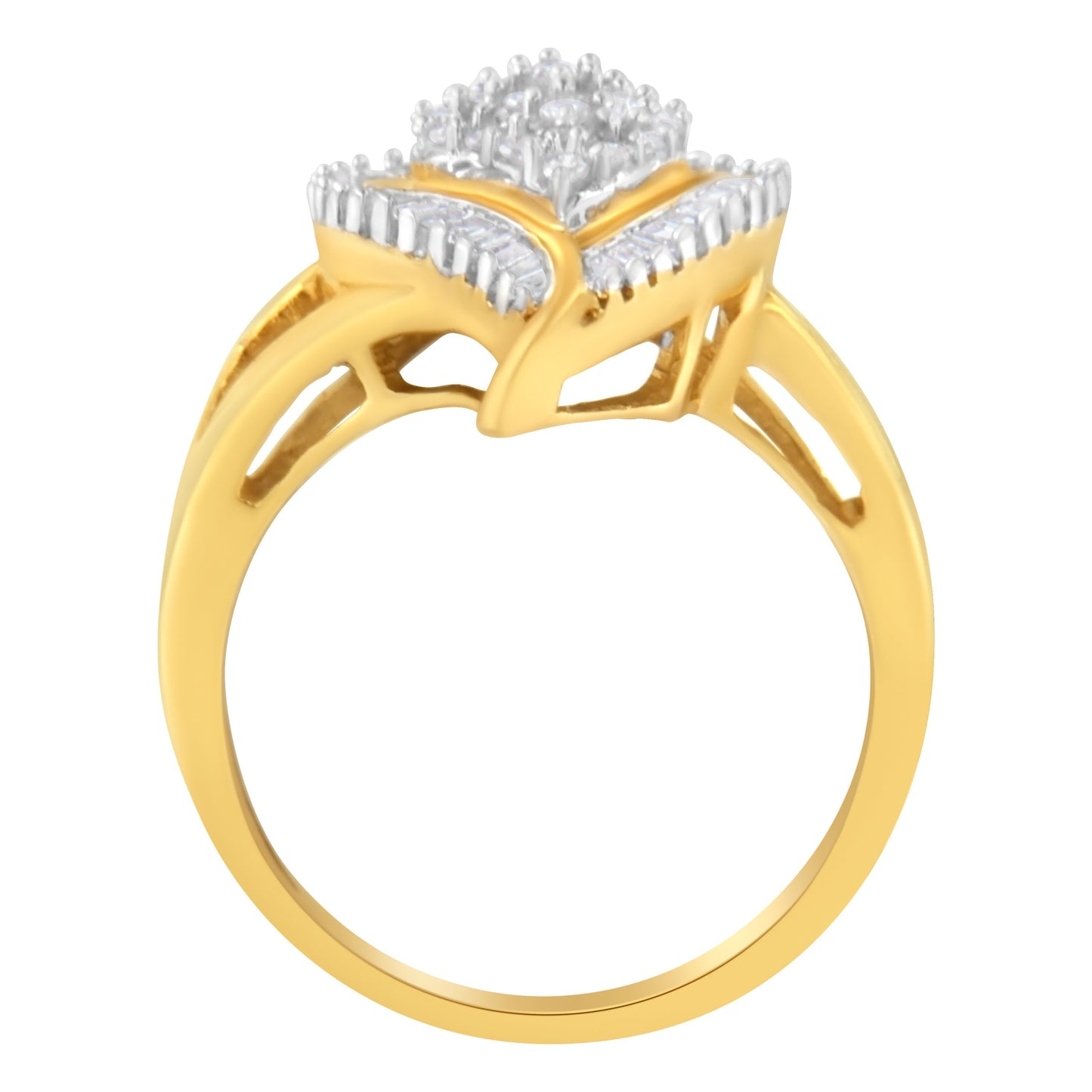 10K Yellow Gold Diamond Cluster Ring (1/2 Cttw, I-J Color, I1-I2 Clarity) - Size 8 Bids.com