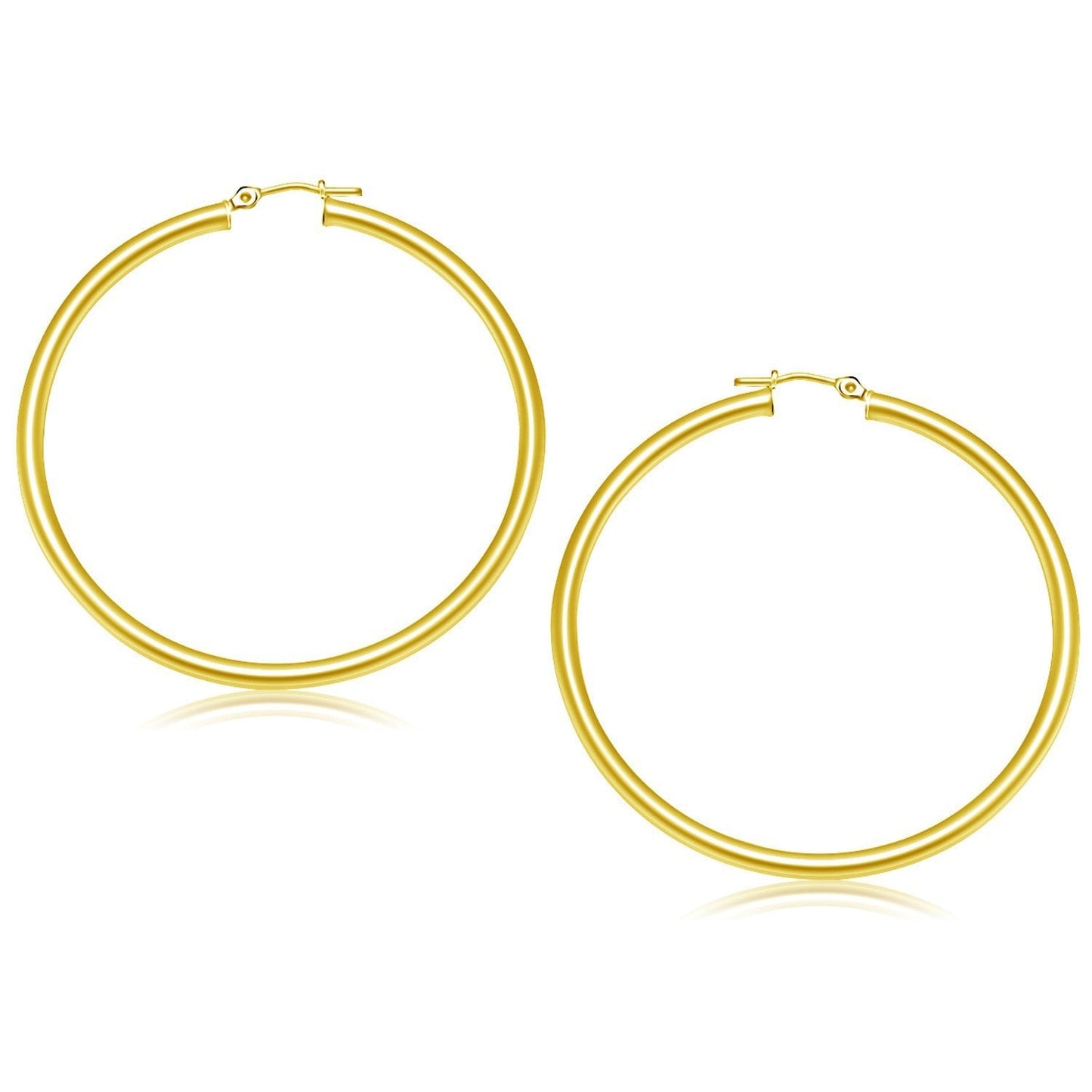 14k Yellow Gold Polished Hoop Earrings (50 mm) Bids.com