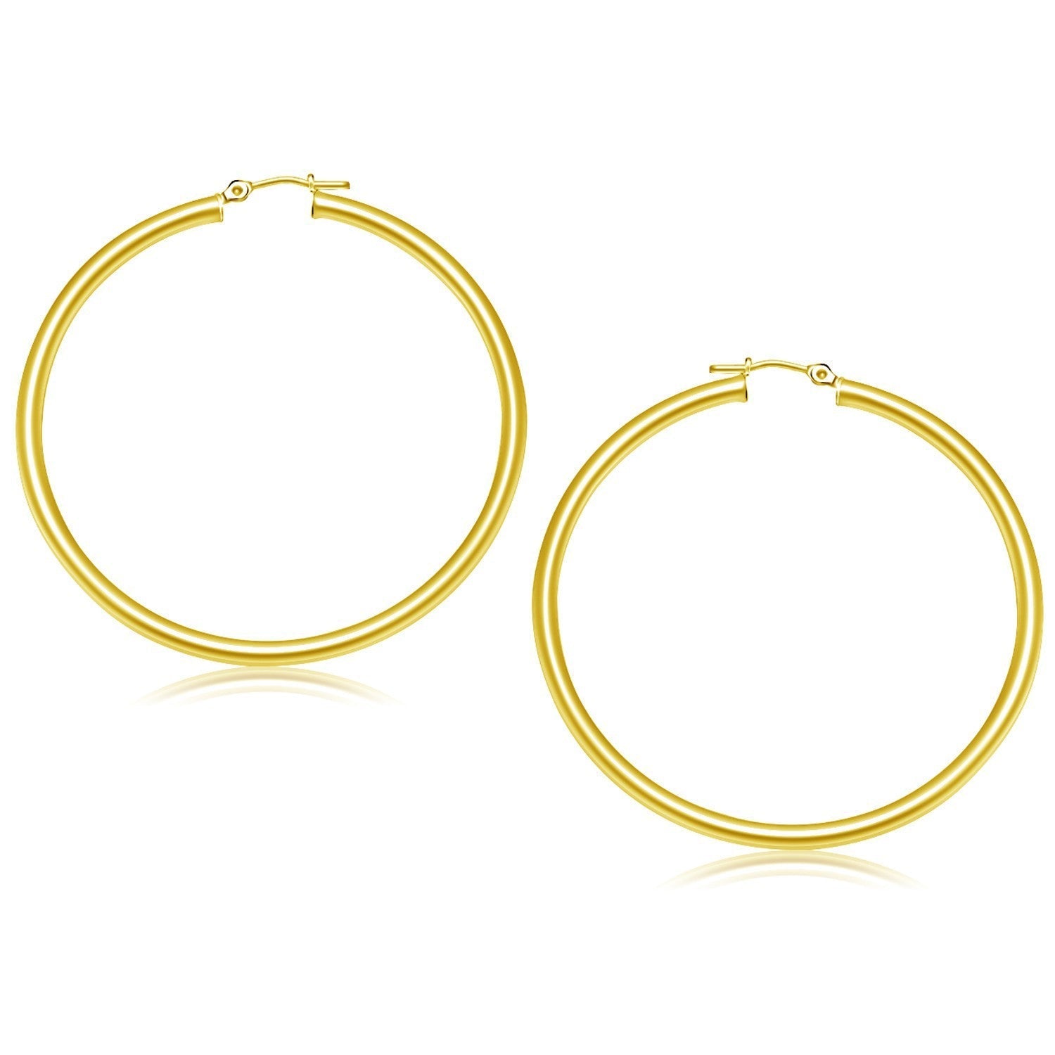 14k Yellow Gold Polished Hoop Earrings (50 mm) Bids.com