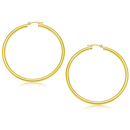 14k Yellow Gold Polished Hoop Earrings (50 mm) Bids.com