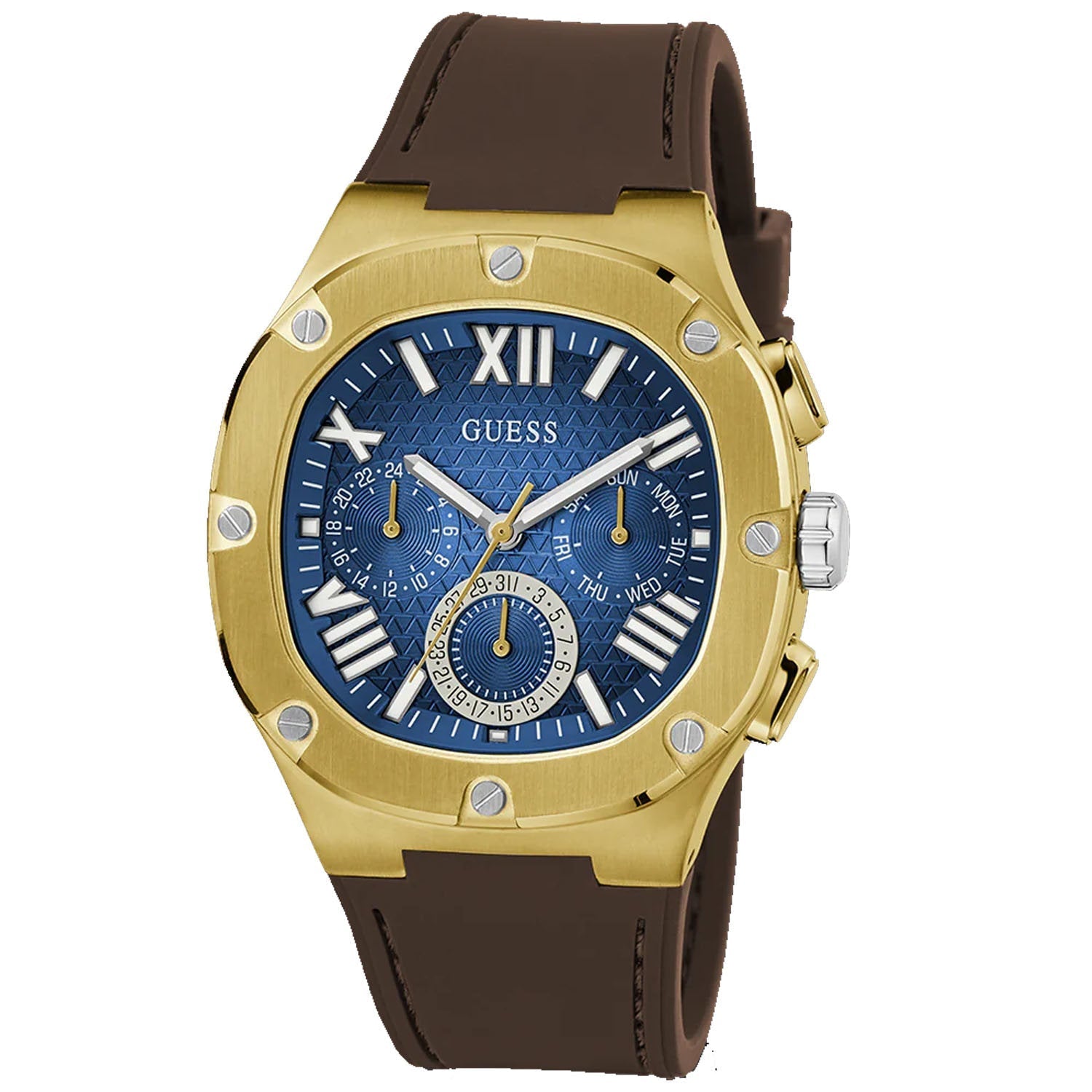 Guess Men's Brown Gold Tone Multi-function Bids.com