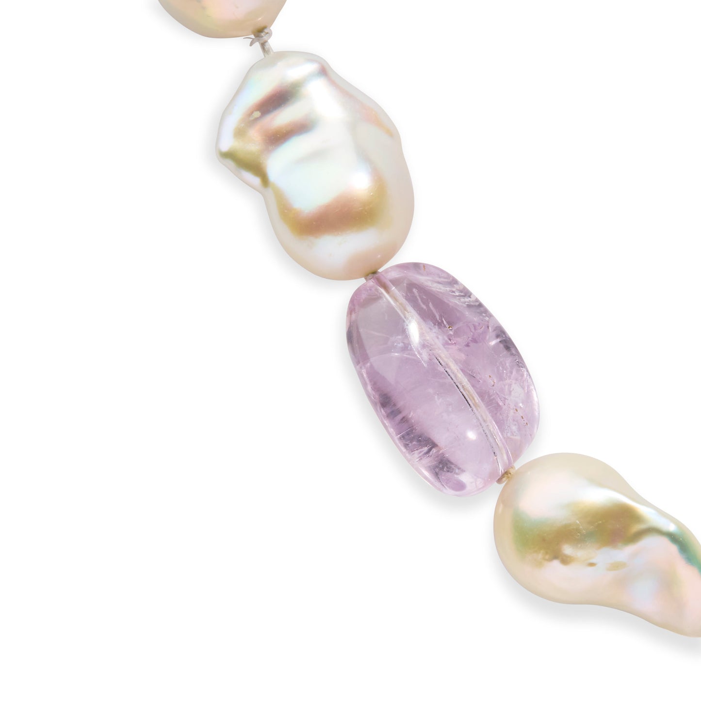 14K Yellow Gold Citrine, Amethyst, and Baroque Pearl Strand Necklace - 18" Inches Bids.com