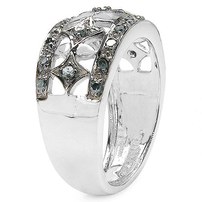 0.29 Carat Genuine Blue Diamond .925 Sterling Silver Ring Bids.com
