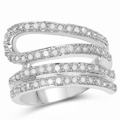 0.83 Carat Genuine White Diamond .925 Sterling Silver Ring Bids.com