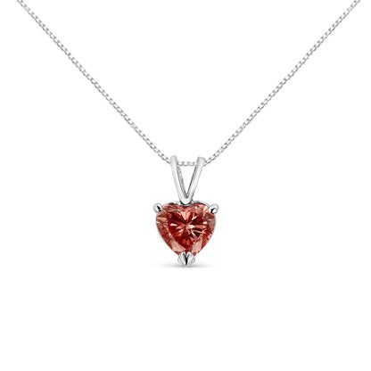 IGI Certified 14K White Gold Martini Set 1.00 Cttw Lab Grown Pink Heart Diamond Solitaire 18" Pendant Necklace (Pink Color, SI2 Clarity) Bids.com