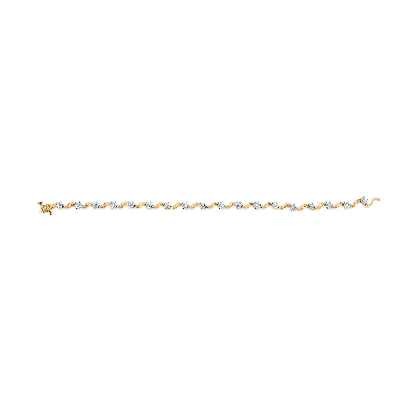 10k Yellow Gold 1.00 Cttw Round-Cut Diamond Floral S-Link 7.50" Bracelet (I-J Color, I2-I3 Clarity) Bids.com