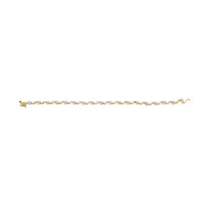 10k Yellow Gold 1.00 Cttw Round-Cut Diamond Floral S-Link 7.50" Bracelet (I-J Color, I2-I3 Clarity) Bids.com