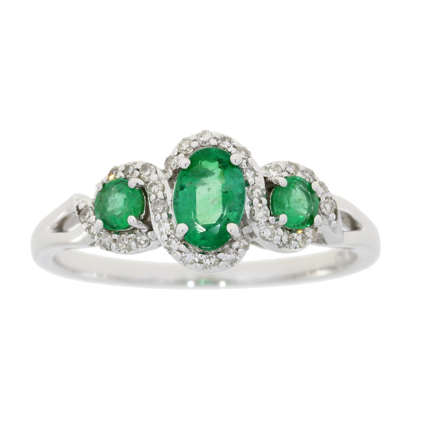 Natural .84ct Emerald Diamond Ring 14KT White Gold Bids.com