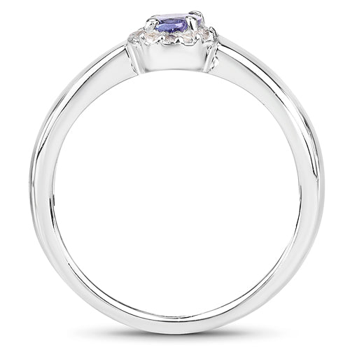 0.54 Carat Genuine Tanzanite and White Zircon .925 Sterling Silver Ring Bids.com