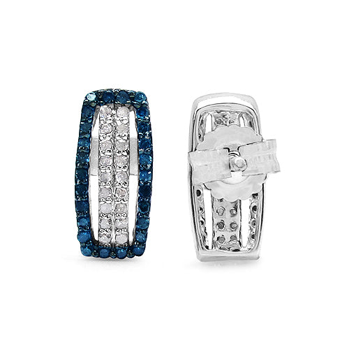 0.51 Carat Genuine Blue Diamond & White Diamond .925 Sterling Silver Earrings Bids.com