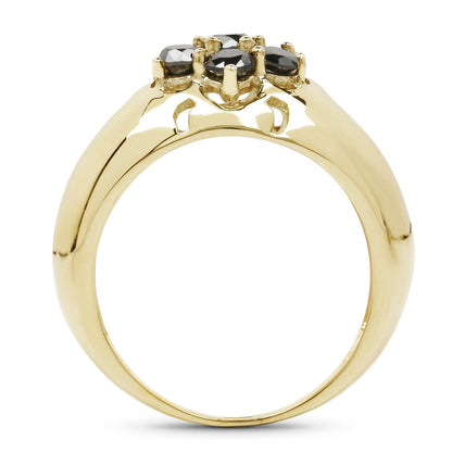 14K Yellow Gold Plated 0.98 Carat Genuine Black Diamond .925 Sterling Silver Ring Bids.com