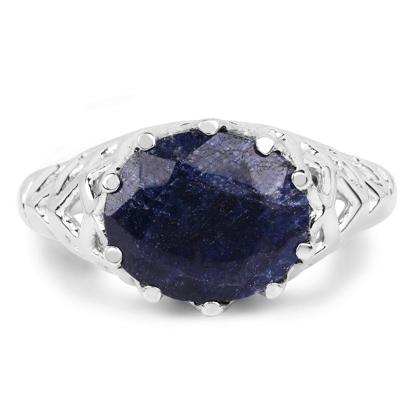 5.94 Carat Dyed Sapphire .925 Sterling Silver Ring Bids.com