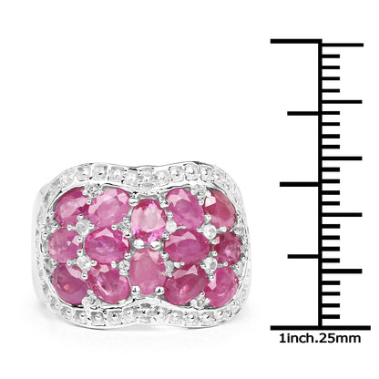 3.04 Carat Genuine Ruby & White Topaz .925 Sterling Silver Ring Bids.com